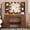 1.No stool-Walnut, variant on FANRAL 41.6'' Vanity Desk with 10 LED Lights,Under-Table RGB Strip & Built-in Power Station,Multi-Storage Makeup Table for Bedroom Bathroom Grooming,Walnut Vanity
