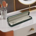 thumbnail image 5 of ABCISI PU Leather Necklace Box, Rectangle Blackish Green Bracelet Case Box, Velvet Interior Jewelry Box Organizer, Gift Box Display Case Chain Holder (9.45" x 2.17" x 1.38"), 5 of 16