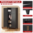 thumbnail image 3 of SUNCROWN Metal Wardrobe Cabinet with Wooden Handle, 72" Black Metal Wardrobe Closet with Hanging Rods and Adjustable Shelves, Clothing Storage Closet Cabinet for Home, Office, Employee, Gym, 3 of 10
