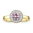 thumbnail image 1 of RYLOS Rings for Women 14K Yellow Gold Halo Ring with Round 4MM Gemstone &  Diamonds October Pink Ice Jewelry Size 10, 1 of 7