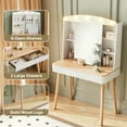 thumbnail image 5 of Yoneston Makeup Vanity Desk with Sliding Mirror & Adjustable Dimmable Hollywood Lights, Lady Dressing Table with 3 Open Shelves & 2 Drawers for Bedroom, White, 5 of 7