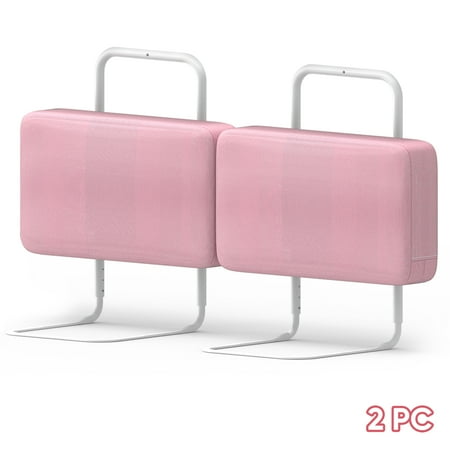 Kidsbuddy 19.7" Toddler Bed Rails Guard Foldable Portable Kids Bed Rail 5 Hole Height Adjustable Bed Rails for Toddlers, 2PC, Pink