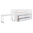 thumbnail image 4 of Pinovk Twin Size Loft Bed with Retractable Writing Desk and 4 Drawers, Wooden Loft Bed with Lateral Portable Desk and Shelves, White, 4 of 23