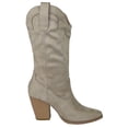 thumbnail image 3 of Soda Women Cowgirl Cowboy Western Stitched Boots Pointy Toe Mid Claf Suede High Heels Akito-S Beige Taupe Clay 7, 3 of 4