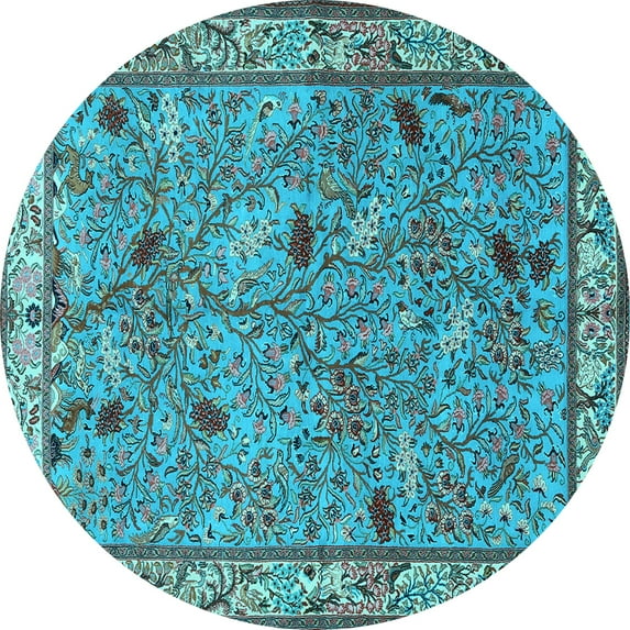 Ahgly Company Indoor Round Animal Light Blue Traditional Area Rugs, 3' Round