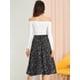 thumbnail image 5 of Falda midi de una línea con estampado floral para mujer Faldas vintage de gasa de verano Negro XL, 5 of 6