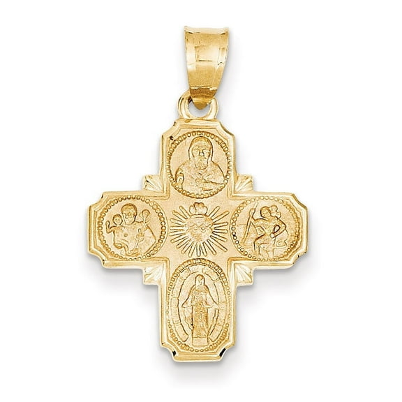 14k Yellow Gold 4-Way Medal Pendant Charm