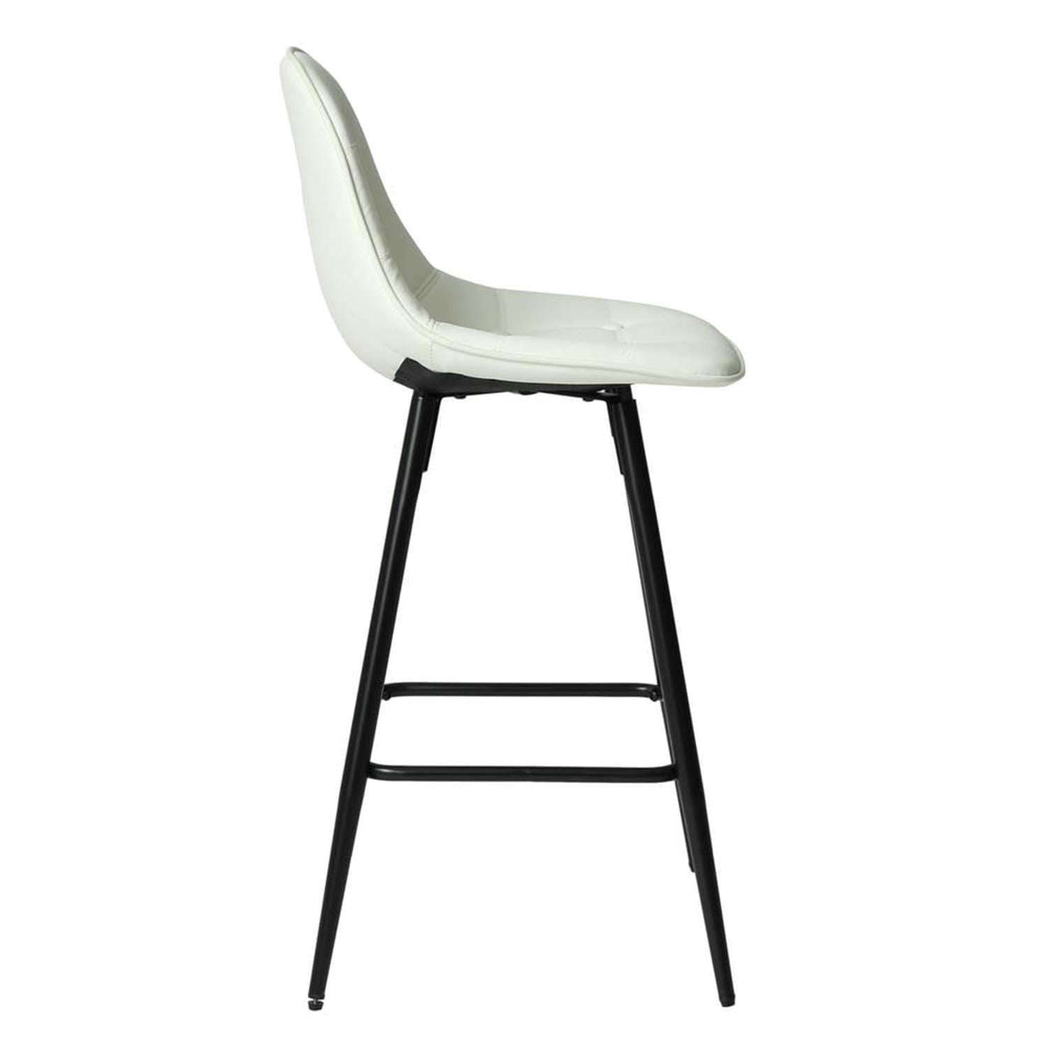 Demi Bonn 37" Counter Height Bar Stools Set of 2, Modern Barstools with Back, Kitchen Island Countertop Chairs for Dining Room, White