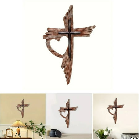 Top Grade Brass Heart Wall Pendant with Weathered Wood Art Sculpture for Home