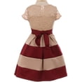 thumbnail image 3 of Flower Girl Dress Stripe Pattern Lace Bodice with Necklace for Big Girl Burgundy 12 JKS2016, 3 of 3