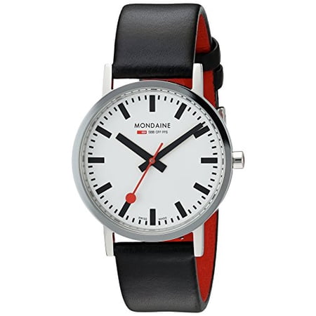 Orologio Mondaine Evo2 Bianco 35mm Cinturino Pelle Nera :: Sorelle Ronco