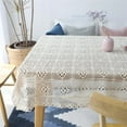 thumbnail image 2 of Handmade Crochet Tablecloth Cotton Lace Table Cloth Rectangular Table Cover For Kitchen Dinning Wedding Party Decoration, White, 2 of 5