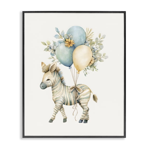 Stupell Industries Eclectic Watercolor Nursery Zebra Black Framed Giclee Art, 11 x 14, by LSR Design Studio
