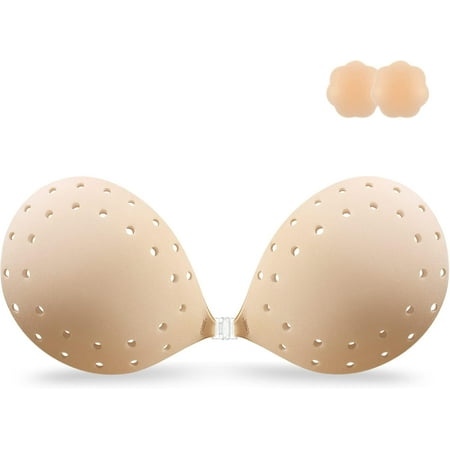 Sticky Bra for Women Breathable Adhesive Invisible Strapless Push Up Backless Bra with Nipple Cover