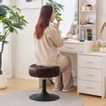thumbnail image 3 of Furniliving Leather Adjustable Vanity  Stool, Swivel Ottoman Round, Makeup Accent Stool for Bedroom, Black Brown, 3 of 13