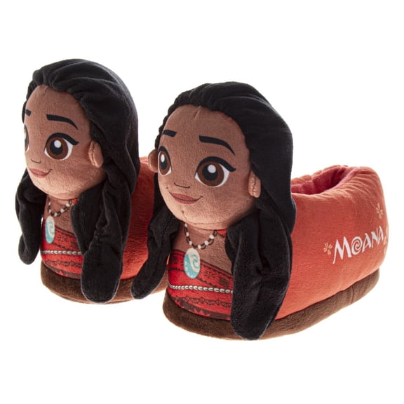 Disney Moana Toddler Girls Comfy 3D Plush Slippers, Orange, Size: 5-6