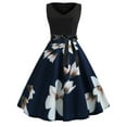 thumbnail image 2 of Babysbule Summer Dresses for Women Sexy Ladies Fashion Floral Vintage Print V-Neck Sleeveless Swing Skirts Deals, 2 of 5