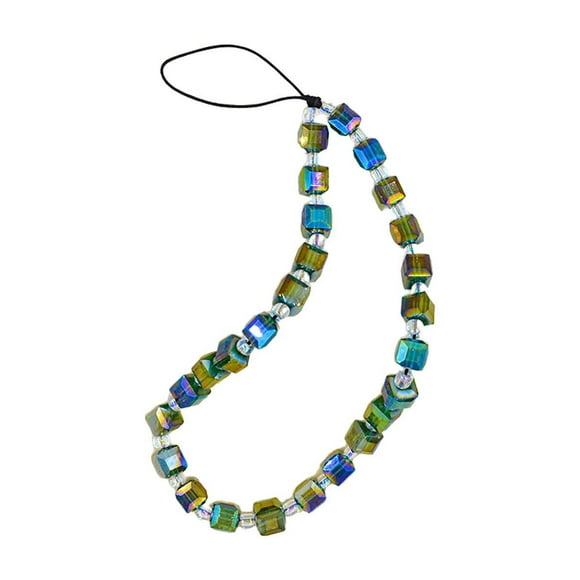 Glass Light Catching Crystal Square Bead Phone Chain Phone Case Accessories Female Phone Transparent Bead Hanger