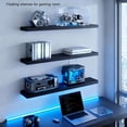 thumbnail image 5 of Black Wooden Floating Shelves for Wall 36 Inches Long,Rustic Solid Wood Farmhouse Wall Shelves with Invisible Brackets for Bathroom, Living Room, Bedroom, Kitchen Set of 3, 5 of 18