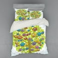 thumbnail image 2 of Funny Duvet Cover Set, Cartoon Group of Fun Colorful Canary Bird Family on Oak Branches Animal Illustration, Bedding Set with Shams and Fitted Sheet, 3 Sizes, by Ambesonne, 2 of 3
