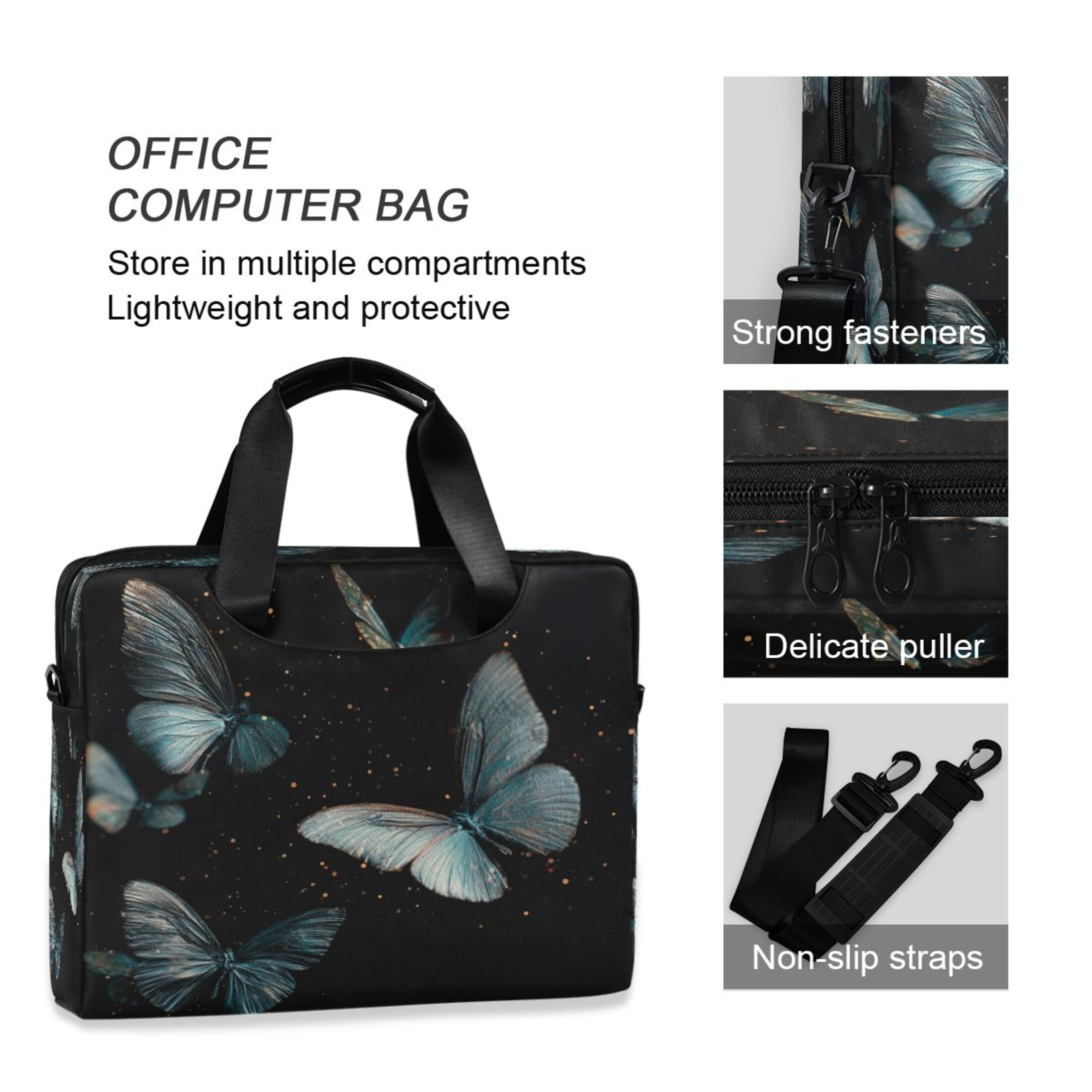 Laptop Bag Laptop Briefcase 15.7 x 3 x 11.8 Inches Laptop Bag Briefcases Laptop Storage Travel Laptop Bag Work Laptop Bag Blue Butterfly
