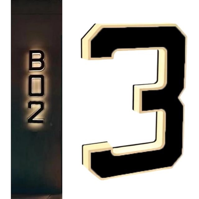 Solar Lighted House Numbers | 9 Inch Waterproof LED Address Signs for Outside with Night Visibility