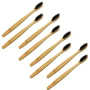 8-Pack Black Bamboo Toothbrush with Naturally Whitening Charcoal-Infused Bristles - BPA-Free, Biodegradable - by barebu