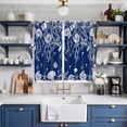 thumbnail image 2 of Navy Blue Coastal Kitchen Curtains 84 Inch Length, Starfish Coral Ocean Conch Sea Nautical Grommet Top Bedroom Living Room Curtains, Light Filtering Cafe Curtain Drapes 2 Panels Set 104''x84'', 2 of 9
