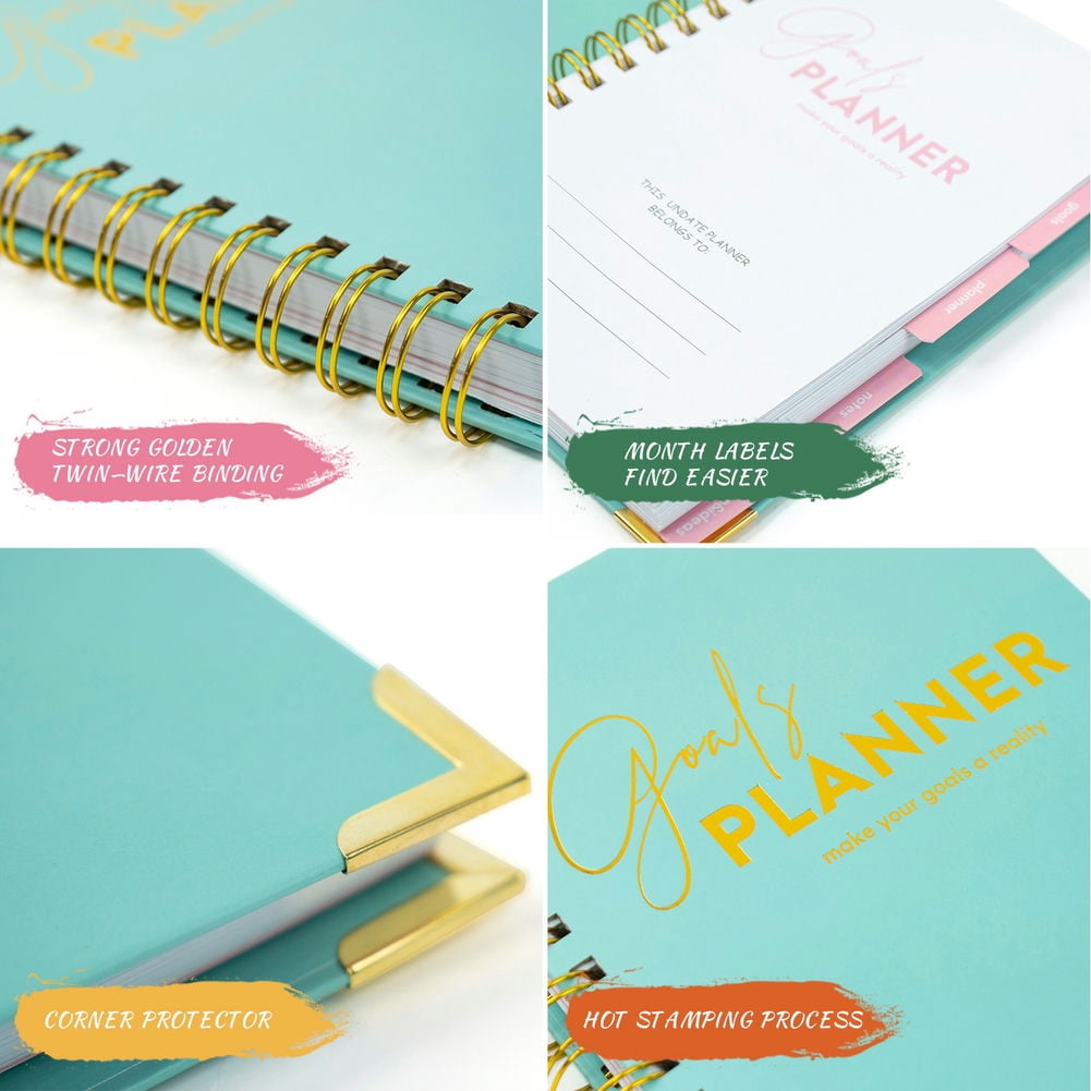 CSCHome Durable Planner 2023-2024, Coil A5 Notebook, 2023-2024 Weekly & Monthly Planner with Metal Corner Protectors, Flat 180° Spreadable for Daily Use