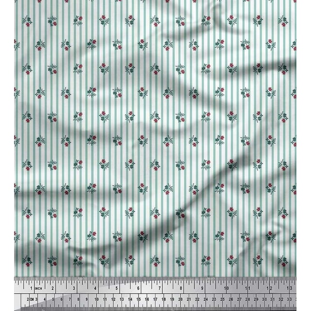 Soimoi Tissu en Rayonne Rayé & Floral Imprimé 1 Yard 56 Pouces de Large