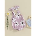 thumbnail image 3 of Bslissey Infant Baby Girls Summer Cute Overalls Sleeveless Floral Print Tank Romper Sweet Square Neck Bodysuit with Headband 3M 6M 9M 12M Newborn Casual Daily Clothes, 3 of 8