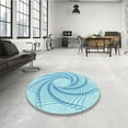 thumbnail image 4 of Ahgly Tapis d'Intérieur Lavable en Machine Carré Transitionnel Bleu Électrique, 6 Pieds Carré, 4 of 7