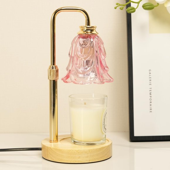 Lámpara calentadora de velas SupBri con temporizador, altura ajustable, color rosa