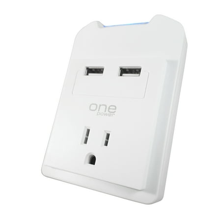 - One Power 1 Outlet, 2 USB Ports Wall Surge Protector