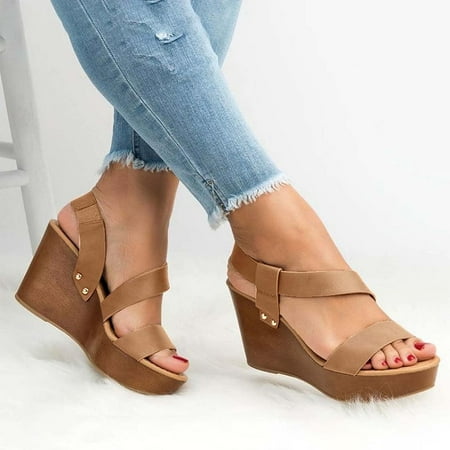 

Sandals for Women Wedge Heel Platform Non-Slip Roman Sandal Party Dress Shoe Beach Casual Slip on Slippers Footwear