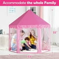 thumbnail image 2 of Play Tents for Girls, Kids Play Tent with LED Lights, Large Size 55" x 53" Pink Hexagon Kids Playhouses Indoor & Outdoor, 2 of 8