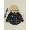 thumbnail image 2 of Liacowi Infant Boys Hoodie Baby Boys Sweatshirts Long Sleeve Plaid Sweatshirt Toddler Fall Casual Pullovers Tops with Pocket 6M-4T, 2 of 9