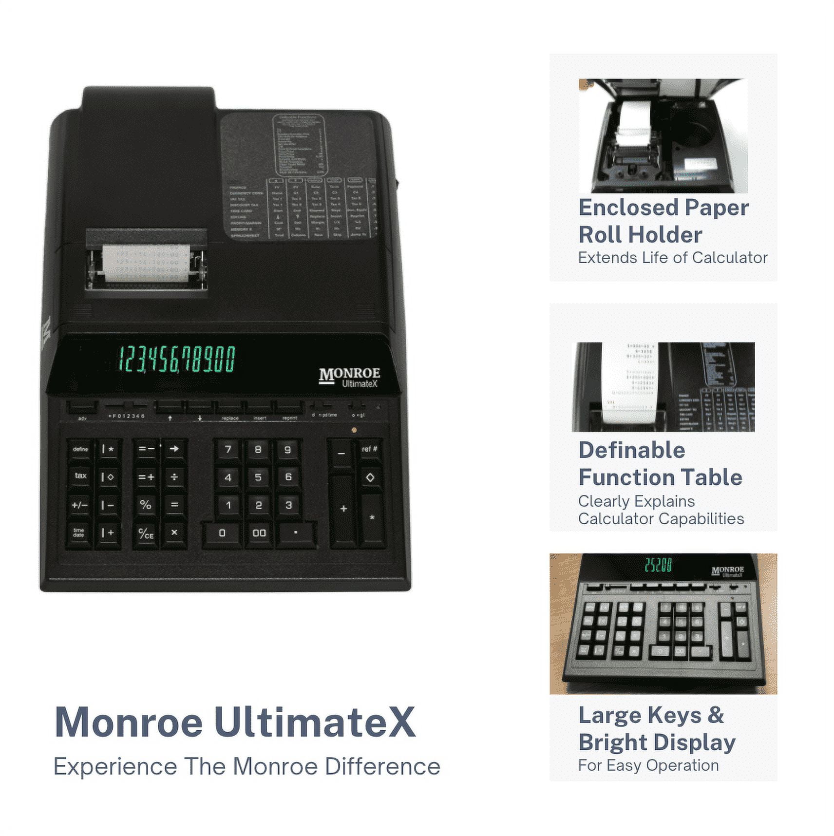 MONROE SYSTEMS FOR BUSINESS Printing Calculator, Model MNEULTIMATEXB, Black