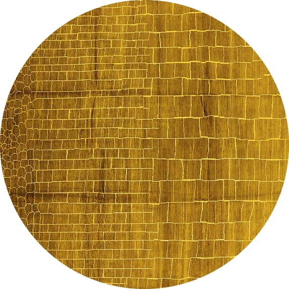 Ahgly Company Indoor Round Solid Yellow Modern Area Rugs, 4' Round