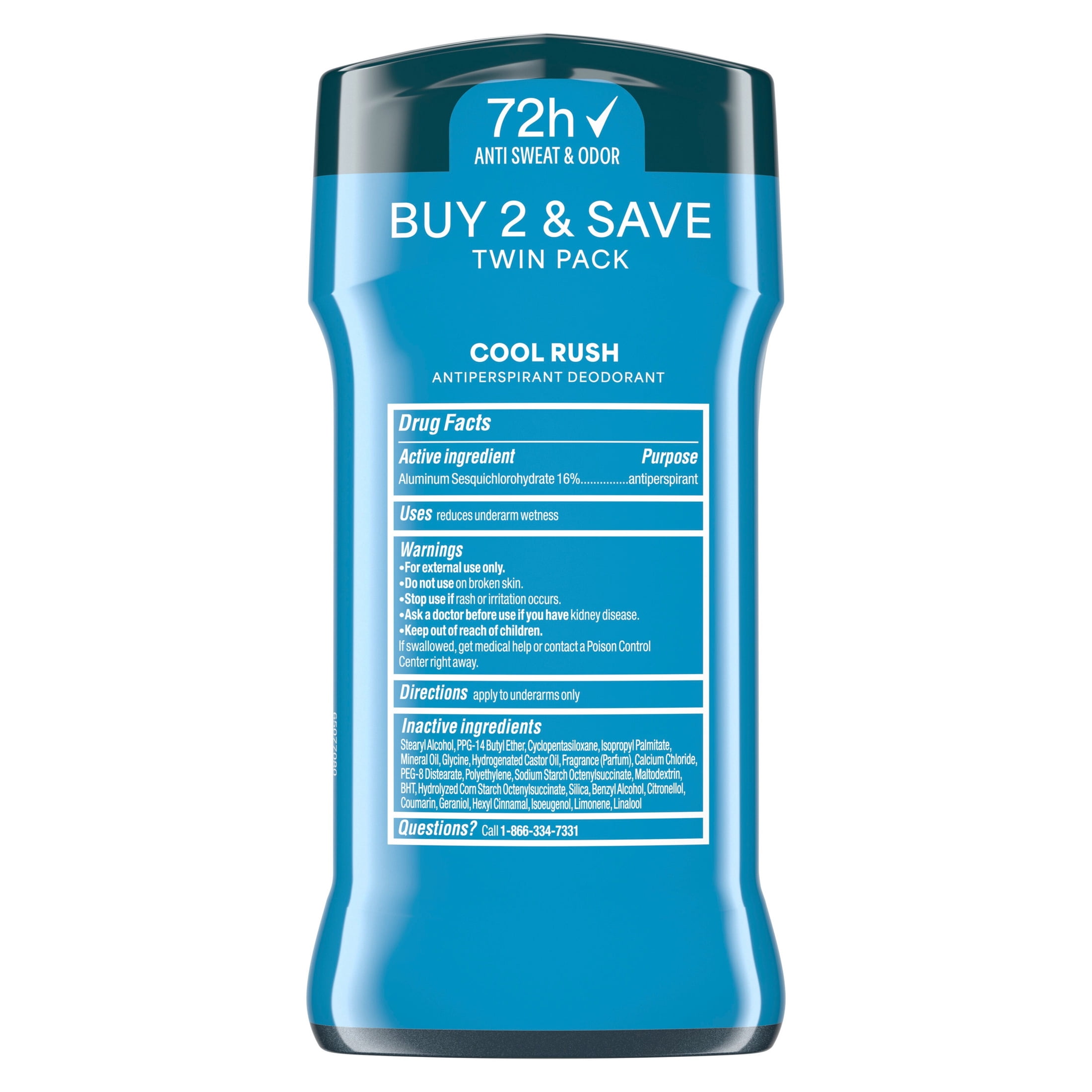 Degree Men Antiperspirant Deodorant 72-Hour Sweat and Odor Protection Cool Rush Antiperspirant For Men With Body Heat Activated Technology, 2.6 oz Twin Pack