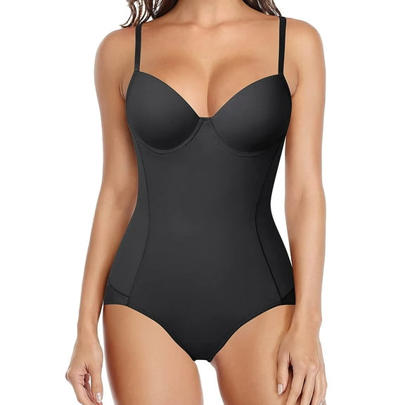 MISS MOLY Thong Bodysuit Shapewear for Women Tummy Control Fajia Backless Body Shaper Built-in Bra