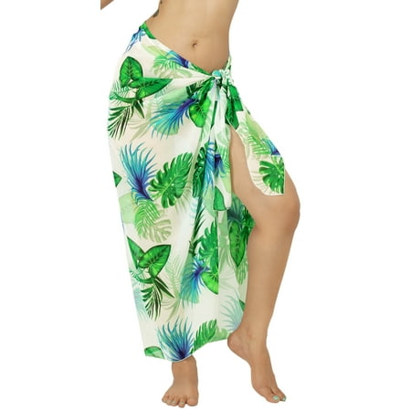 LA LEELA Women s Bikini Beach Wrap Swimwear Cover up Bathing suit Summer Wraps Swimsuit Sarong Skirts for Women One Size Fern  Leaves
