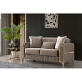 thumbnail image 6 of Contemporary Sleeper Loveseat | Adapts to Living Room Decor | Velvet Fabric with Elegant Gold | Combines Luxury and Function, 6 of 6