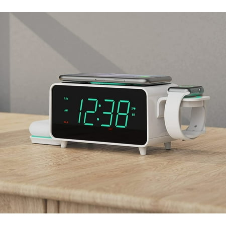 Smartset Dual Alarm Clock FM Radio with Wireless Charging Speaker