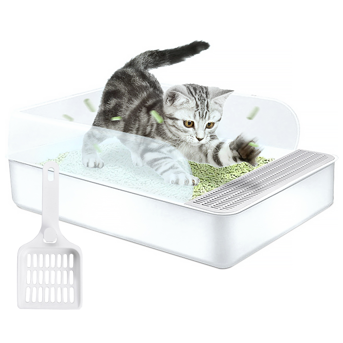 Niyofa SemiOpen Cat Litter Tray Box Open Cat Litter Box AntiSplashing