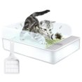thumbnail image 2 of Muyoka ALIMARO Caja de arena para gatos semiabierta Caja de arena para gatos abierta Antisalpicaduras Caja de arena para tamizar de lado alto con cuchara para tamizar arena Antideslizante Duradero Sem Muyoka Hogar, 2 of 7