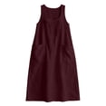 thumbnail image 5 of PRINxy Women's Sleeveless U Neck Linen Maxi Dress with Pockets Boho Flowy Long Dress for Summer Beach Vacation Daily Casual Wear Wine XL, 5 of 7