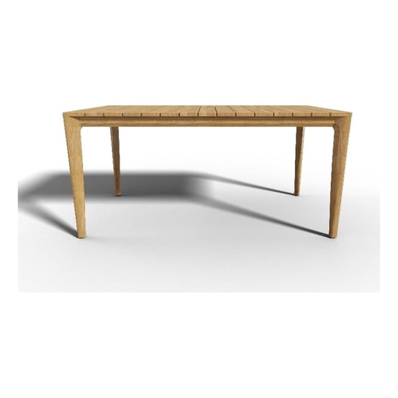 Pemberly Row 63" Teak Outdoor Dining Table with Umbrella Hole Natural
