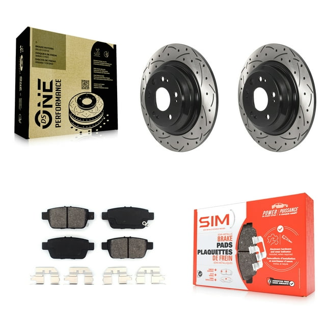 Transit Auto Rear Coated Drilled Slotted Disc Brake Rotors and Semi-Metallic Pads Kit for Car 2009-2014 Acura TL KDS-100813