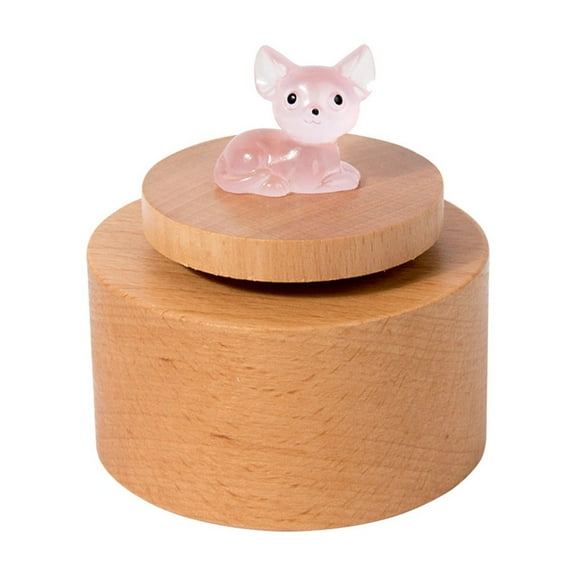 ToysYGift Mini Luminous Circular Music Box Wooden Rotating Music Box Children's Toy Ornament Boys And Girls Holiday Birthday Gift